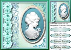 Lovely Aqua Cameo with Pearls