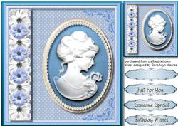 Lovely Blue Cameo with Pearls 