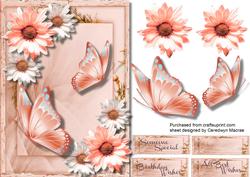 A5 Peach Meadow Floers and Butterfly's