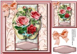 Lovely Mixed Roses in Gingham Frame 