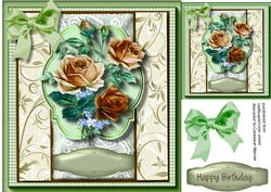 Coffee / Cream Roses in a Gingham Frame
