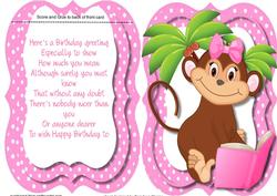 Tent Card with Verse, Monkey's Learning Lesson