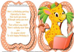 Tent Card with Verse ,giraffe's Raeding Lesson