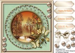 Beautiful Sunset Scene in a Round Frame 
