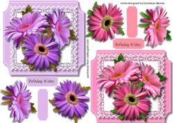 2 Flower Topper in Pink and Cerise
