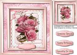 Lovely Pink Roses on Lace 