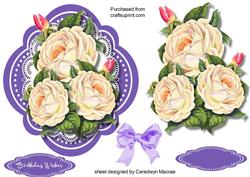 White Roses on a Quadrefoil Frame