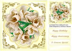Beautiful Cream Flowers in a Quadrefoil Frame