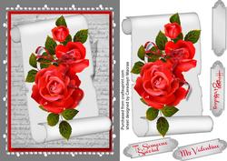 Beautiful Scroll with Red Roses