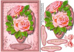 Lovely Pink Roses on a Ornate Plate
