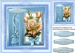 Beautiful Roses in a Blue Frame