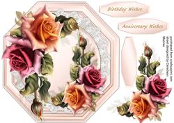 Beautiful Rose Pink Octagonal with Roses