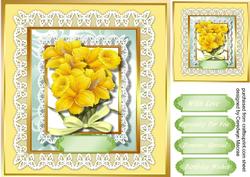 Lovely Daffodils on Lace and .gold