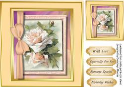 Lovely Roses in a Ribbon Frame