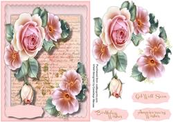 A5 Beautiful Roses on a Script Frame