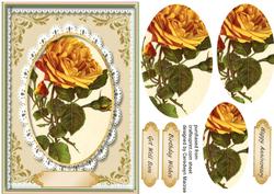 Lovely Pyramid Gold Roses in a Lace Frame