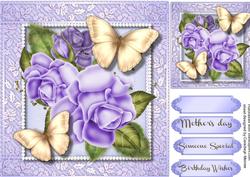 Beautiful Lilac Roses and Golden Butterfly's