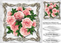 Lovely Pink Roses in a Ornate Frame