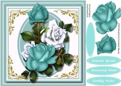 Llovely Aqua and White Roses 3
