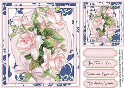 Lovely French Roses on a Ornate Mat