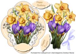 Beautiful Daffs and Crocus in a Quadrefoil Frame 
