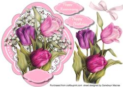 Beautiful Tulips on a Quadrefoil Frame 
