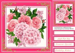 Beautiful Pink Roses on a Hot Pink Frame