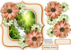 Beautiful Daisy's and Waterfall Scene 