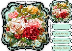 Lovely Mixed Roses on a Double Mat