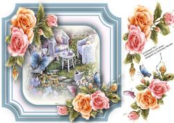 Lovely Rosy Glo Roses in a Shaped Card 