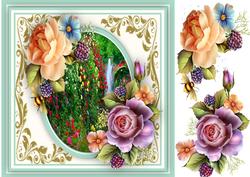 Lovely Roses on a Mint Green Mat 