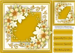 Beautiful Flowers and Gold Scrolls 