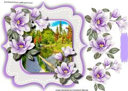 Lovely Liac Magnolias on a Shaped Mat 