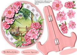 Lovely Plate and Stand with Pink Peonies 