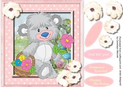 Eljie Bear with a Basket of Flowers
