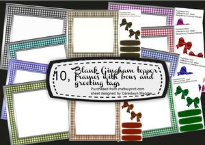 10 , Blank Gingham Frames with Bows, & Greeting Tags , Set2