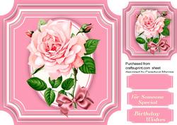 Beautiful Pink Roses on a Cut Out Mat