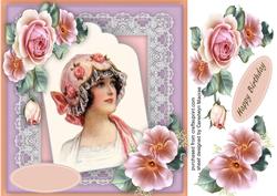 Lovely Vintage Lady in a Pink Hat