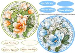 2 Lovely Magnolia and Baby's Breath Toppers