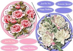2 Lovely Roses Toppers on Cut Out Lace 