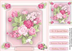 Lovely Rink Roses on a Cut Out Mat