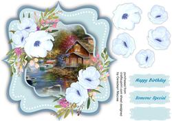 Lovely Blue Shaped Card with Scene