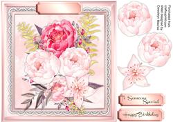 Beautiful Water Coloured Peonies and Star Flowers