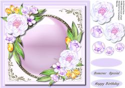 Lovely Lilac Peonies on a Silver Mat 