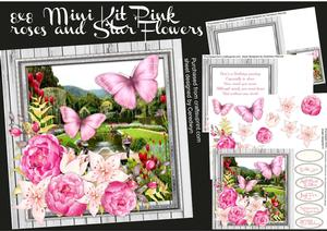 8x8 Mini Kit, Pink Roses and Star Flowers 