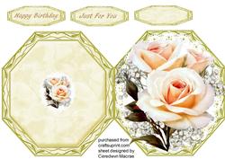 Lovely Octaonal Cream Roses , Print,cut, and Fold