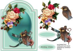 Lovely Aqua Shaped Card with Cute Bird 