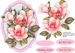 Lovely Pink Magnolias on a Shaped Mmat