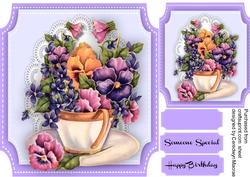 Lovely Cup of Pansy's and Violets