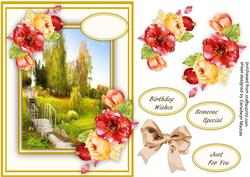 A5 Lovely Garden Scene with Roses